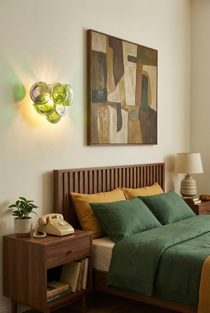 Green Art Glass Discs Wall Lamp - view 4 | everlamps