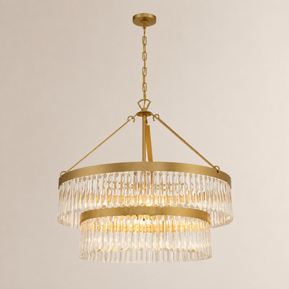 Grent 2-Tier Round  Crystals Chandelier 32"