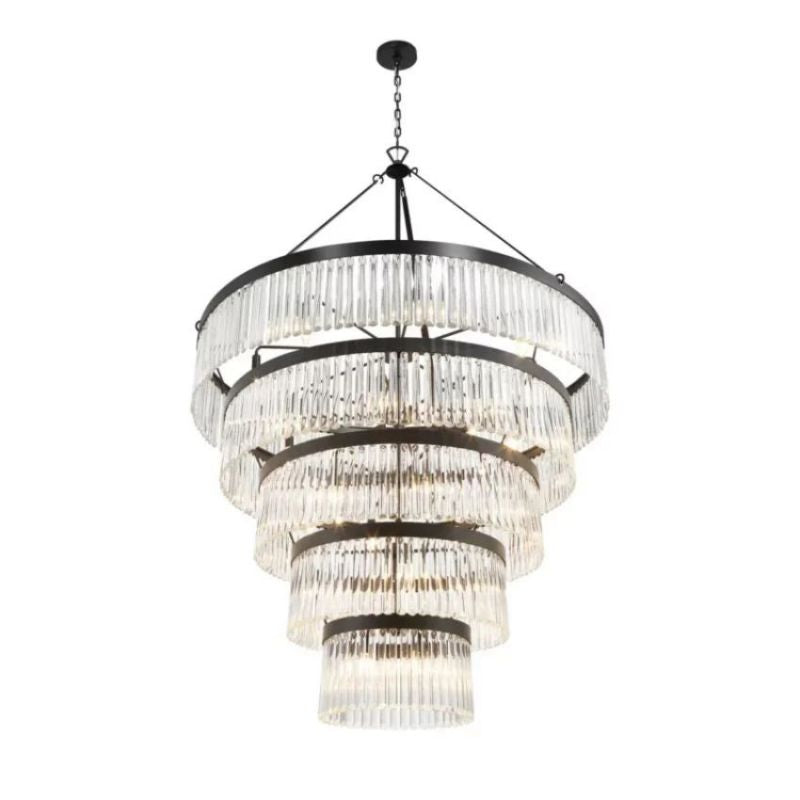 Grentl 5-Tier Round Crystal Chandelier 48" - Everlamps