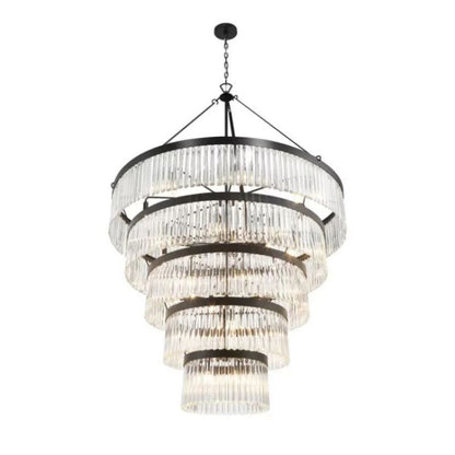 Grentl 5-Tier Round Crystal Chandelier 48" - Everlamps