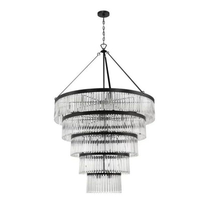 Grentl 5-Tier Round Crystal Chandelier 48" - Everlamps