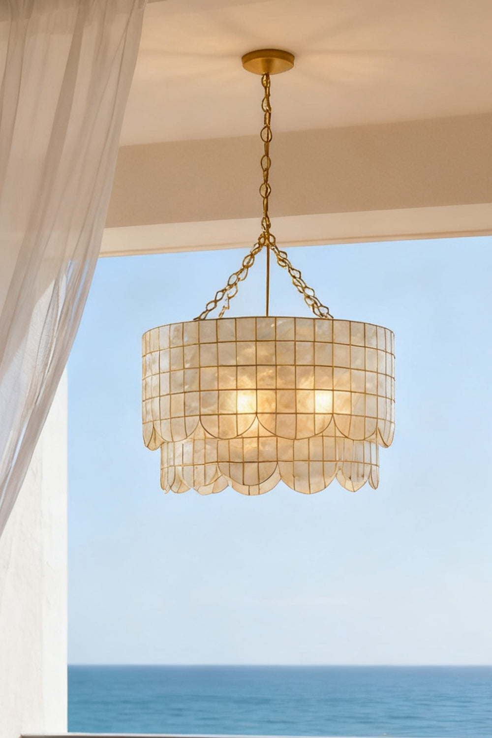 Hailee Capiz Chandelier - view 3 | everlamps