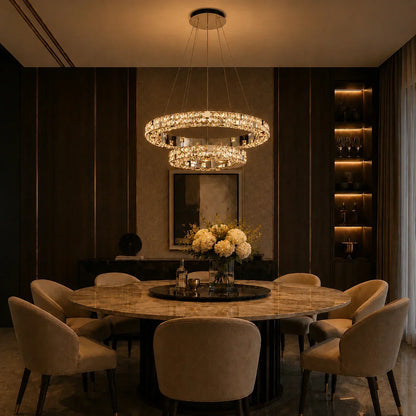 Aura K9 Crystal 2 Ring Chandelier