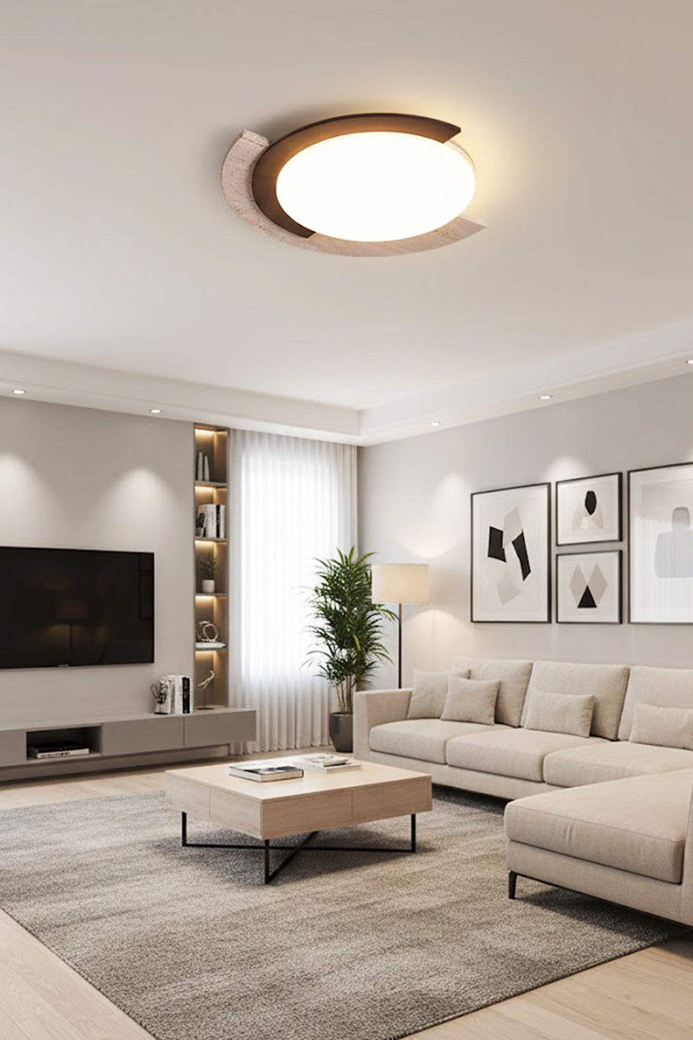 Halo Travertine Ceiling Light - view 8 | everlamps