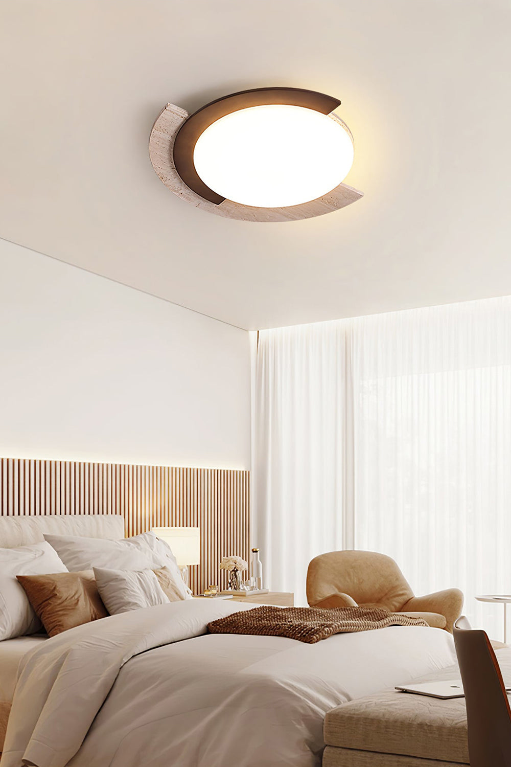 Halo Travertine Ceiling Light - view 3 | everlamps