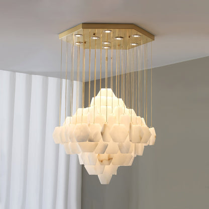 Hexa Alabaster Cascade Chandelier - Yovalighting