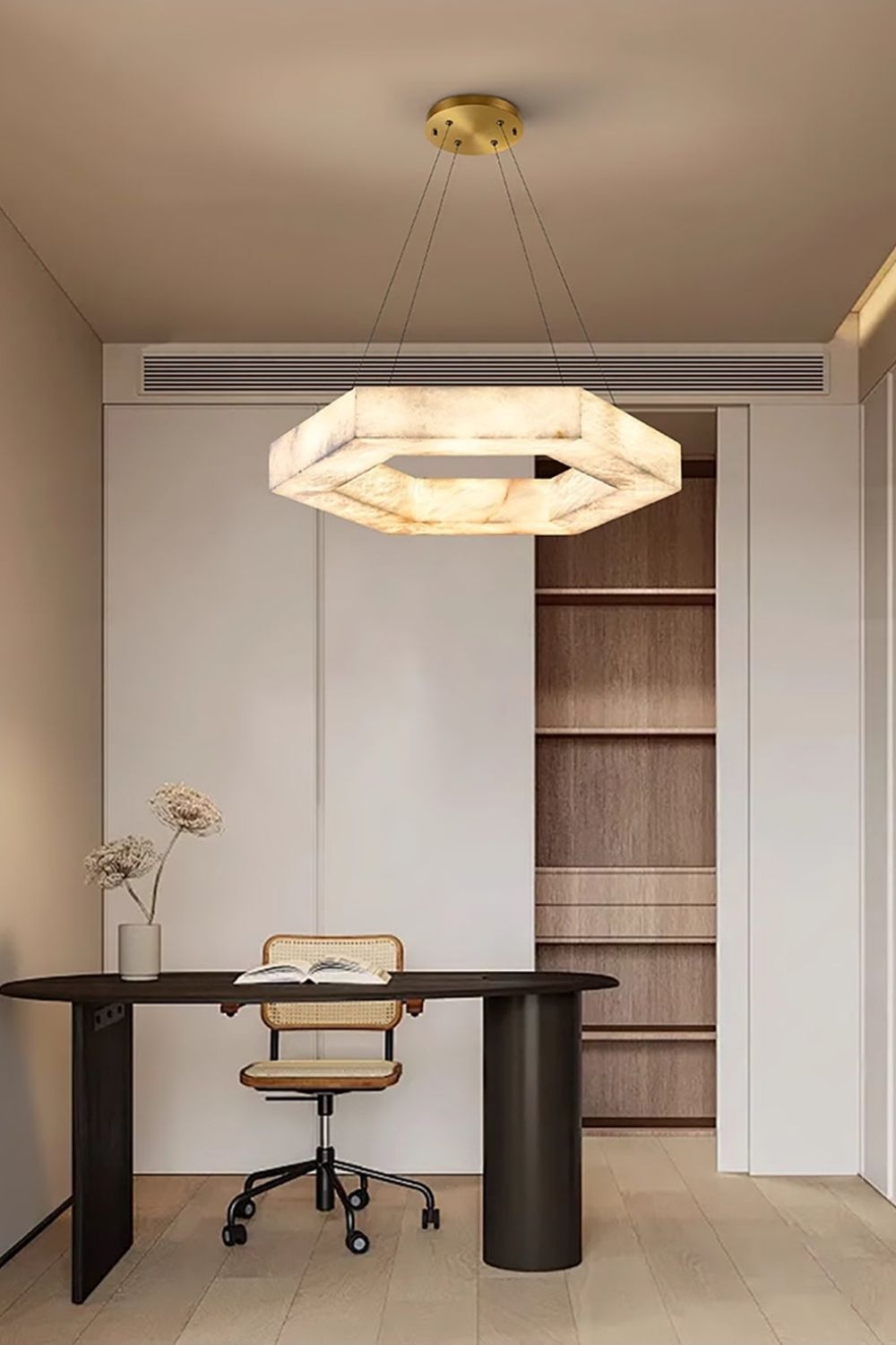 Hexagonal Alabaster Chandelier - view 2 | everlamps