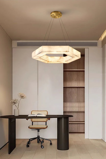 Hexagonal Alabaster Chandelier - view 2 | everlamps