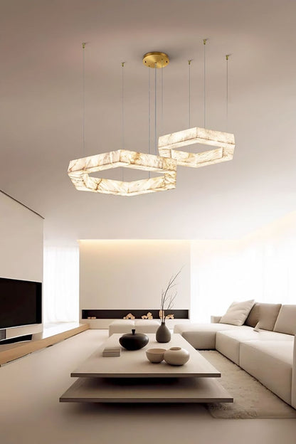 Hexagonal Alabaster Chandelier - view 5 | everlamps