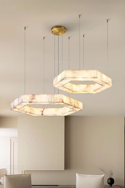 Hexagonal Alabaster Chandelier - view 6 | everlamps