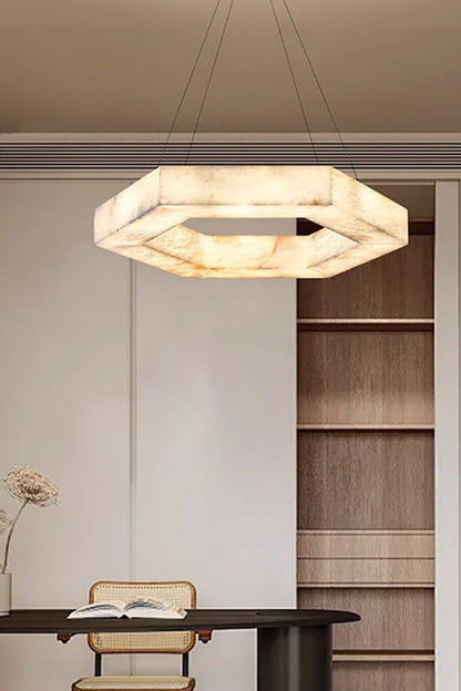 Hexagonal Alabaster Chandelier - view 7 | everlamps