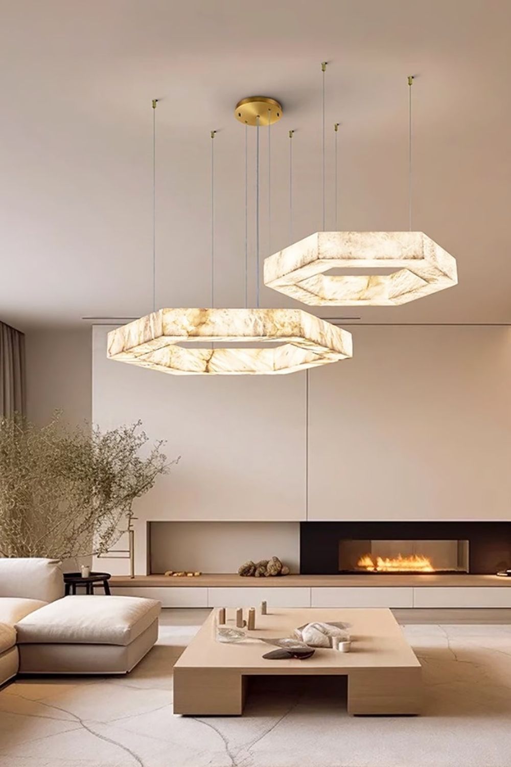 Hexagonal Alabaster Chandelier - view 3 | everlamps