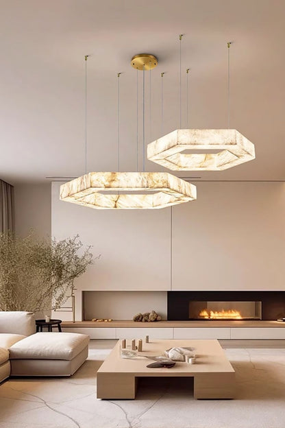 Hexagonal Alabaster Chandelier - view 3 | everlamps