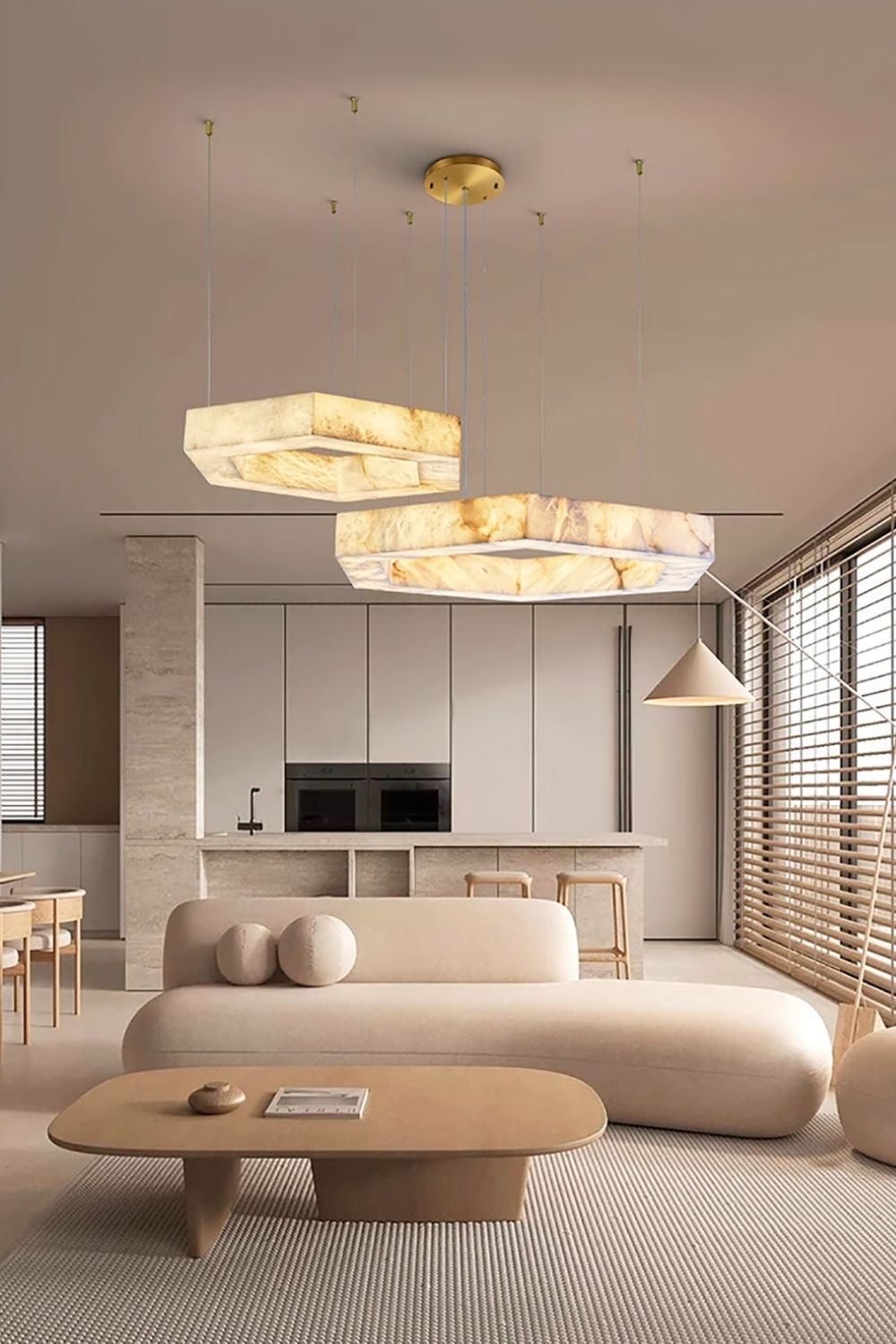 Hexagonal Alabaster Chandelier - view 4 | everlamps