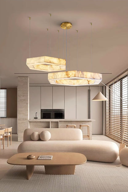 Hexagonal Alabaster Chandelier - view 4 | everlamps