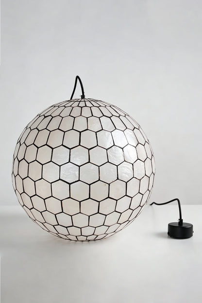 Honeycomb Shell Orb Pendant |Shell detail | vexa lamps