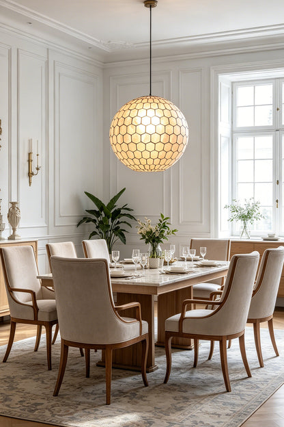 Honeycomb Shell Orb Pendant for Dining Room | vexa lamps