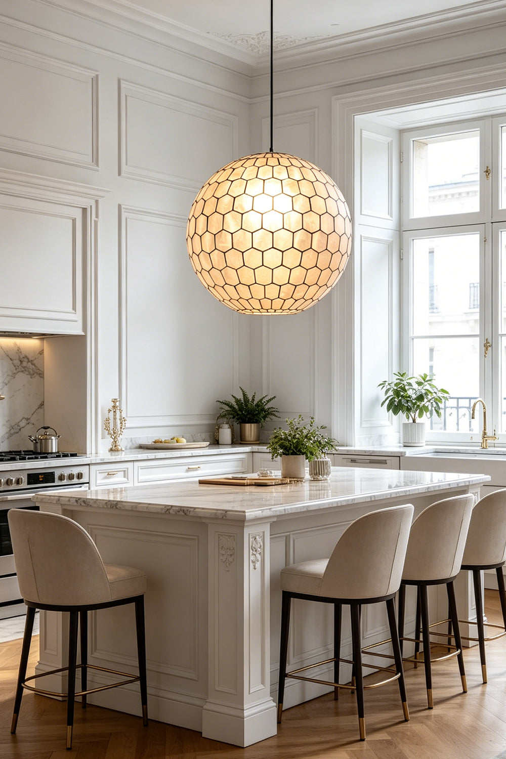 Honeycomb Shell Orb Pendant for Dining Room | vexa lamps