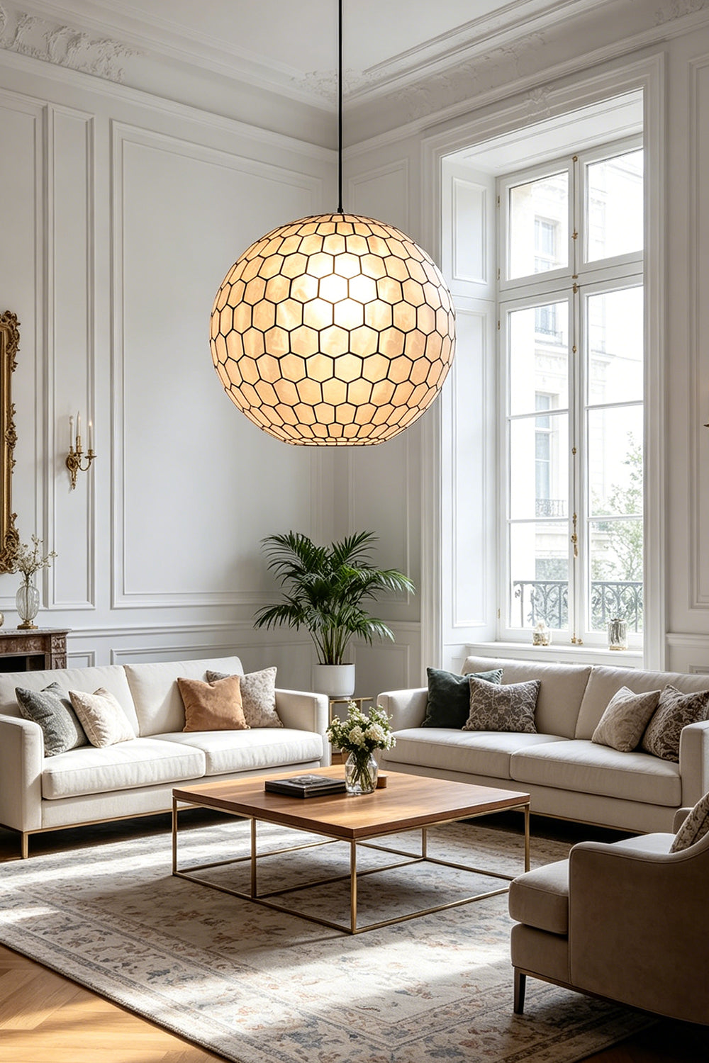 Honeycomb Shell Orb Pendant for Living room | vexa lamps