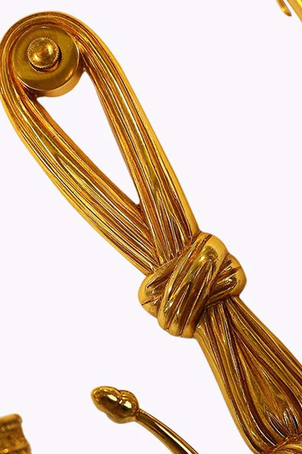 Honoria Rope and Tassel Brass Sconce | Brass and Metal | Close-up view highlighting the top brass rope loop and knot detail | vexa lamps