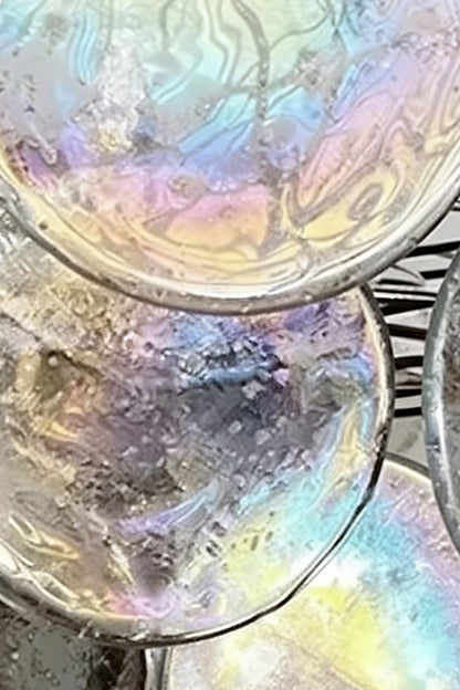 Close-up of iridescent glass texture | Glass | Detail shot showing rainbow oil-slick effect | vexa lamps