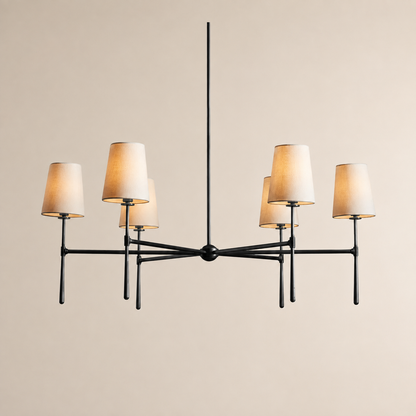 Kyler Round Tapered Linen Shade Chandelier 28”D 42“D