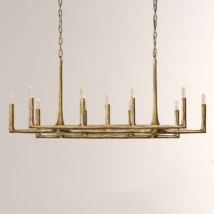 Kael Vintage Forged Brass Linear Chandelier 54"W