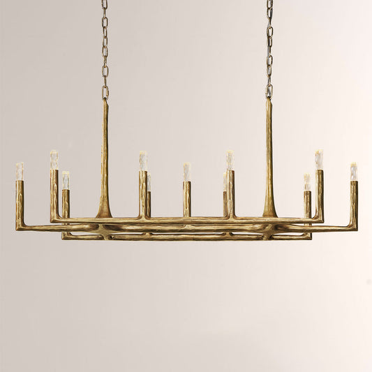 Kael Vintage Forged Brass Linear Chandelier 54"W