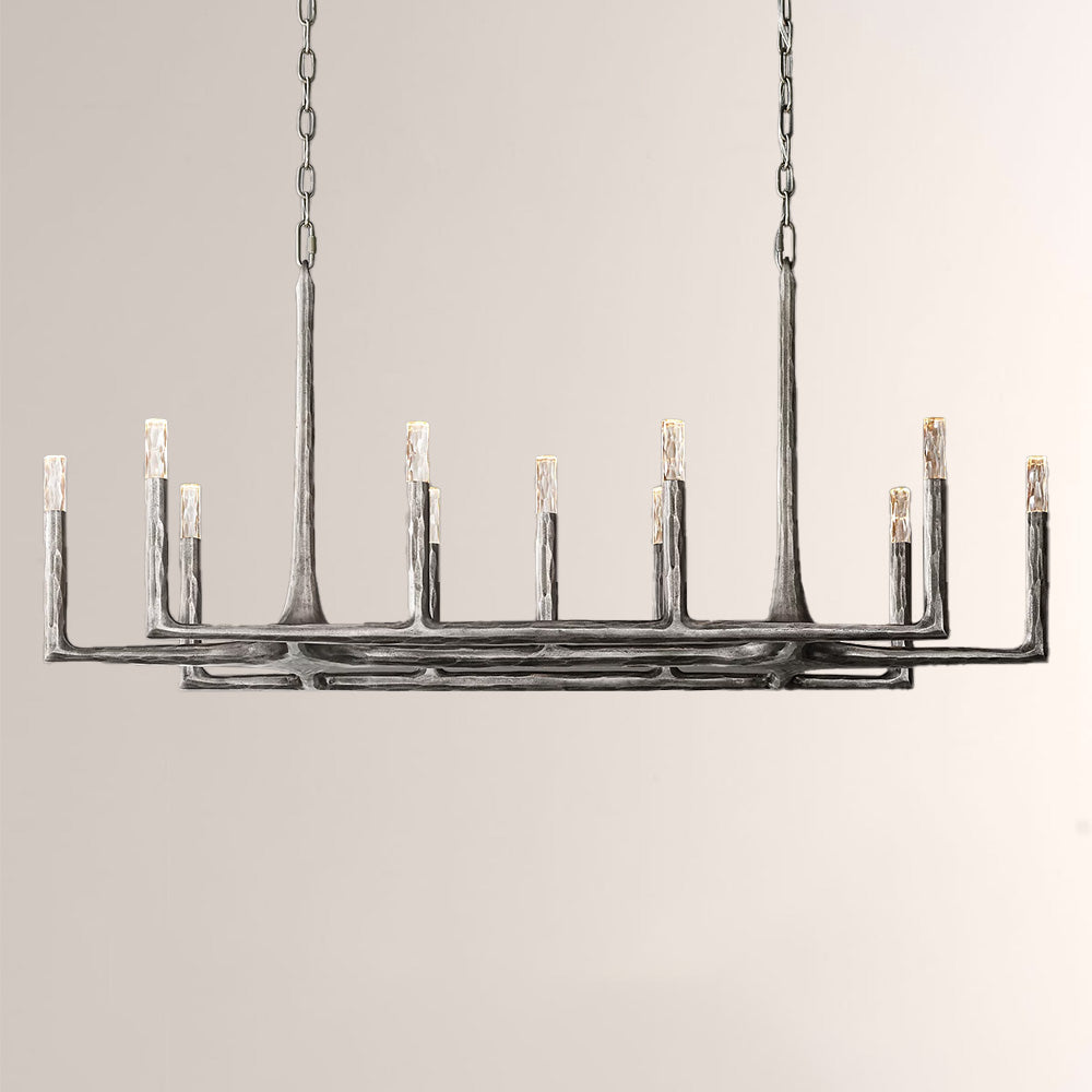 Kael Vintage Forged Brass Linear Chandelier 54"W
