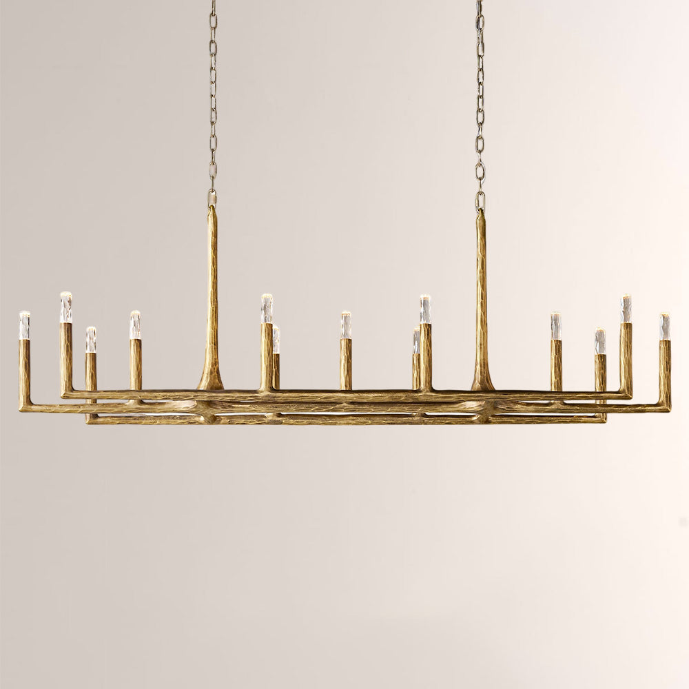 Kael Vintage Forged Brass Linear Chandelier 72"W