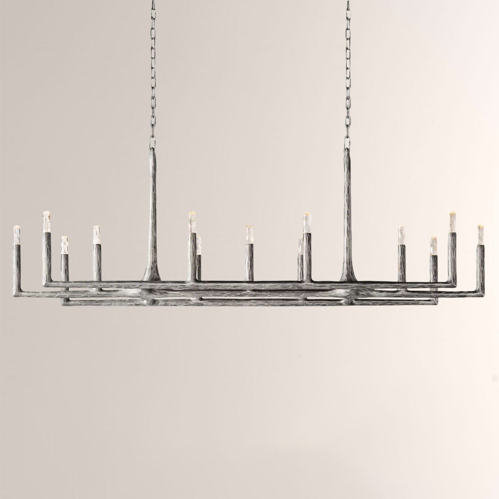 Kael Vintage Forged Brass Linear Chandelier 72"W