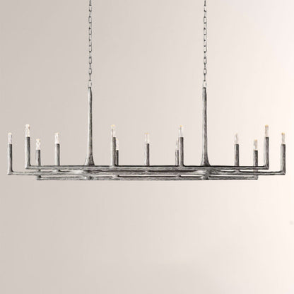 Kael Vintage Forged Brass Linear Chandelier 72"W