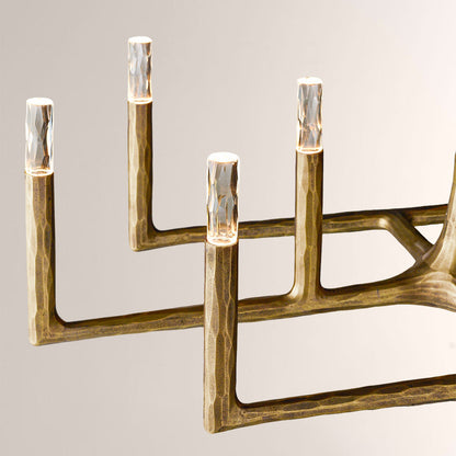 Kael Vintage Forged Brass Linear Chandelier 54"W