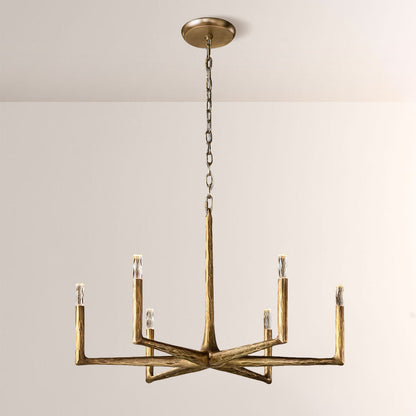 Kael Vintage Forged Brass Round Chandelier 36“D