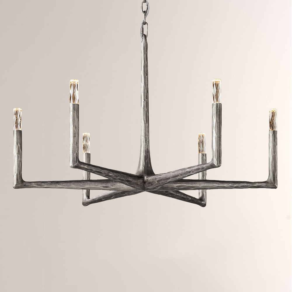 Kael Vintage Forged Brass Round Chandelier 36“D