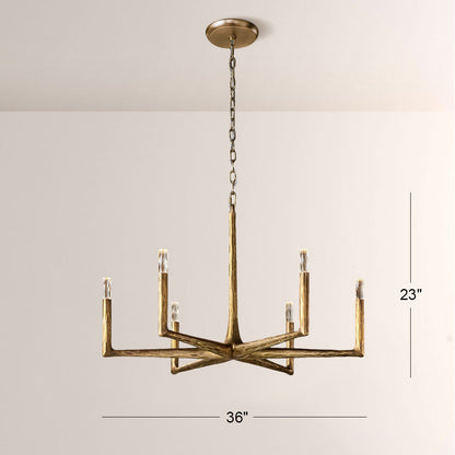 Kael Vintage Forged Brass Round Chandelier 36“D
