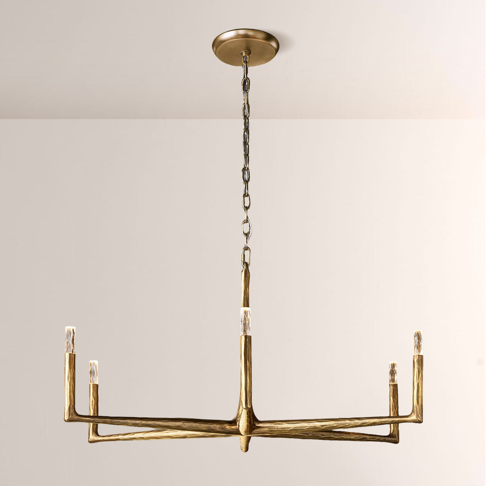Kael Vintage Forged Brass Round Chandelier 48“D