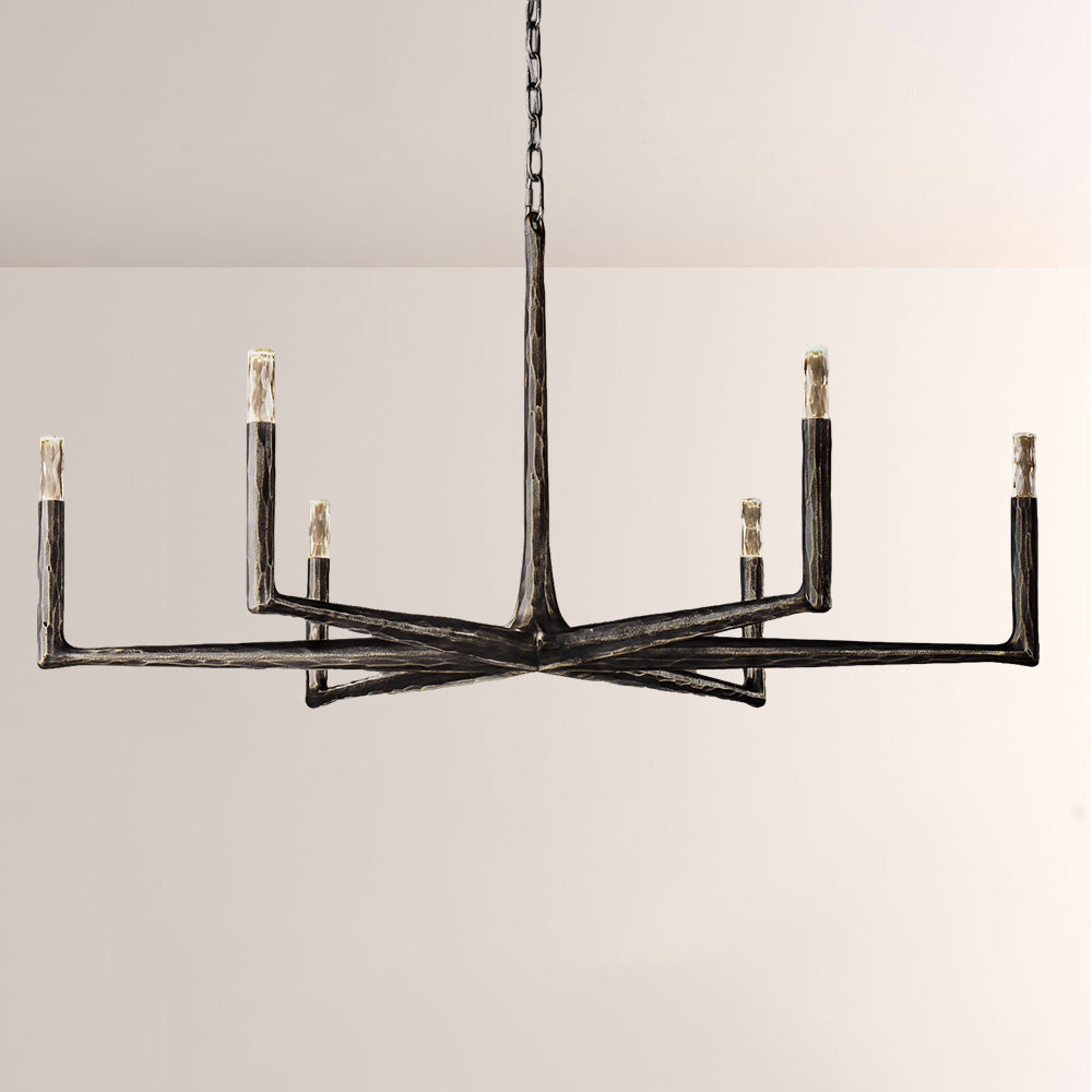 Kael Vintage Forged Brass Round Chandelier 48“D