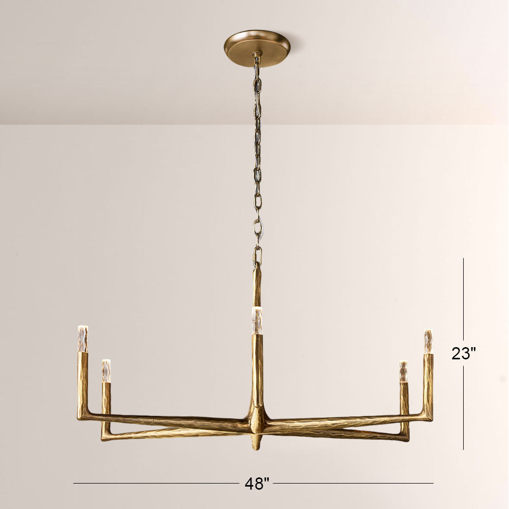 Kael Vintage Forged Brass Round Chandelier 48“D