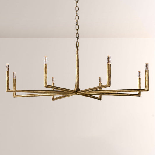 Kael Vintage Forged Brass Round Chandelier 60“D