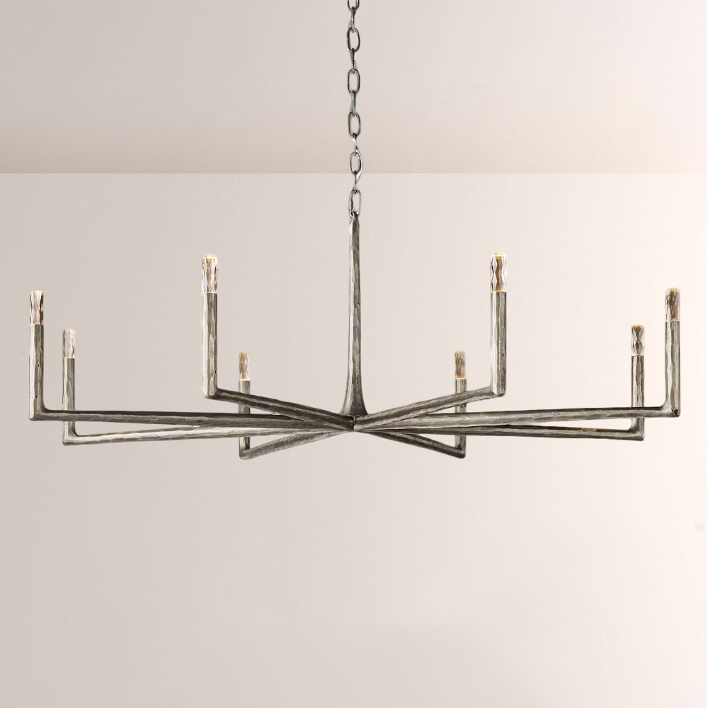 Kael Vintage Forged Brass Round Chandelier 72“D