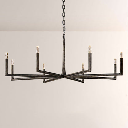 Kael Vintage Forged Brass Round Chandelier 60“D