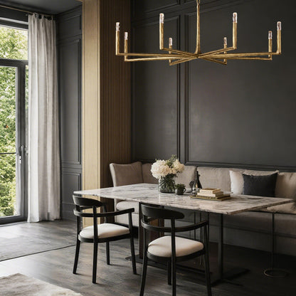 Kael Vintage Forged Brass Round Chandelier 60“D