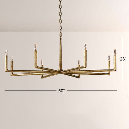 Kael Vintage Forged Brass Round Chandelier 60“D