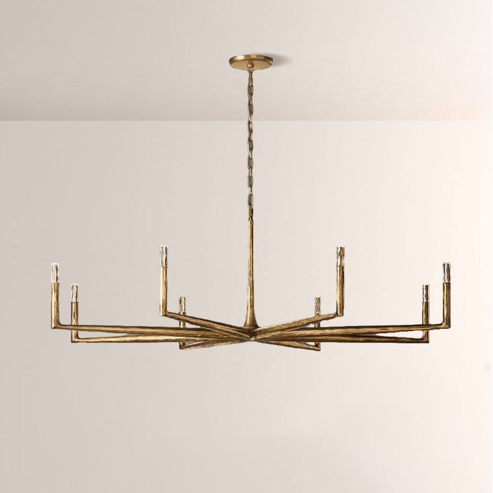 Kael Vintage Forged Brass Round Chandelier 72“D