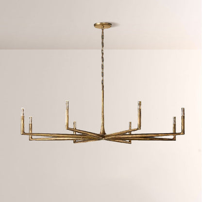 Kael Vintage Forged Brass Round Chandelier 72“D