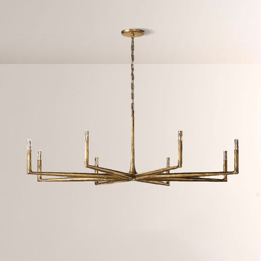 Kael Vintage Forged Brass Round Chandelier 72“D