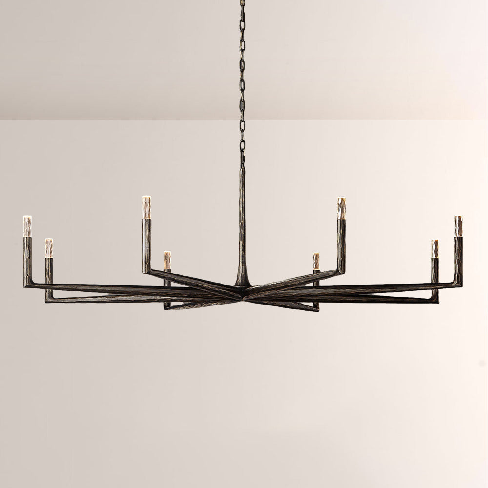 Kael Vintage Forged Brass Round Chandelier 72“D