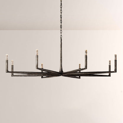 Kael Vintage Forged Brass Round Chandelier 72“D