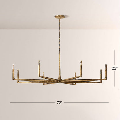 Kael Vintage Forged Brass Round Chandelier 72“D